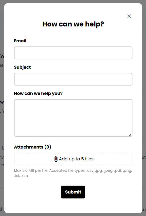 Browse FAQs or contact support via chat or email